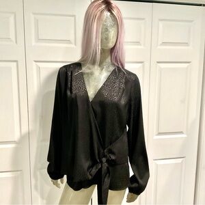 White House Black Market Satin Black Blouse